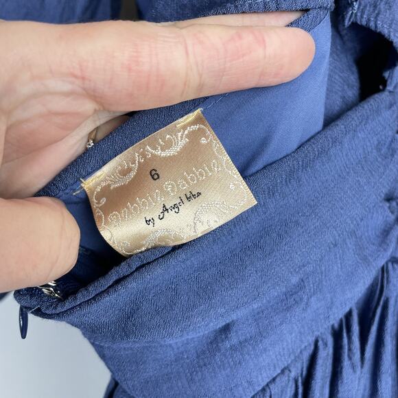 Ladies Blue Peasant Boho Dress Debbie Dabbie sz 6 Festival Milkmaid Coquette - Picture 6 of 11